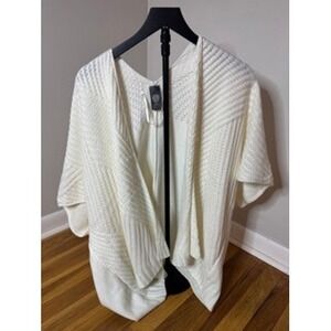 Vince Camuto Ivory Knit Open Front Poncho Cardigan Women One Size